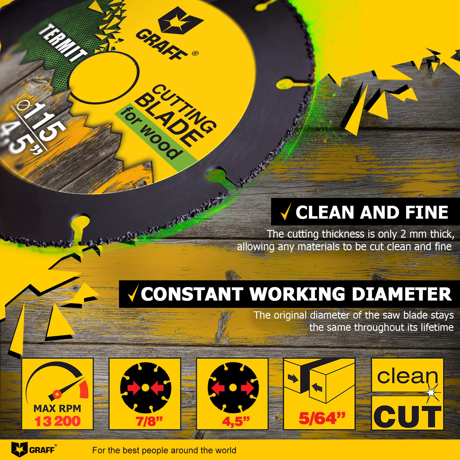4 1/2 Inch Cut Off Wheel for Wood, Laminate, Plastic - Angle Grinder Wood Cutting Disc 4.5 Inch - Tungsten Carbide - GRAFF Termit 115 mm - Image 3