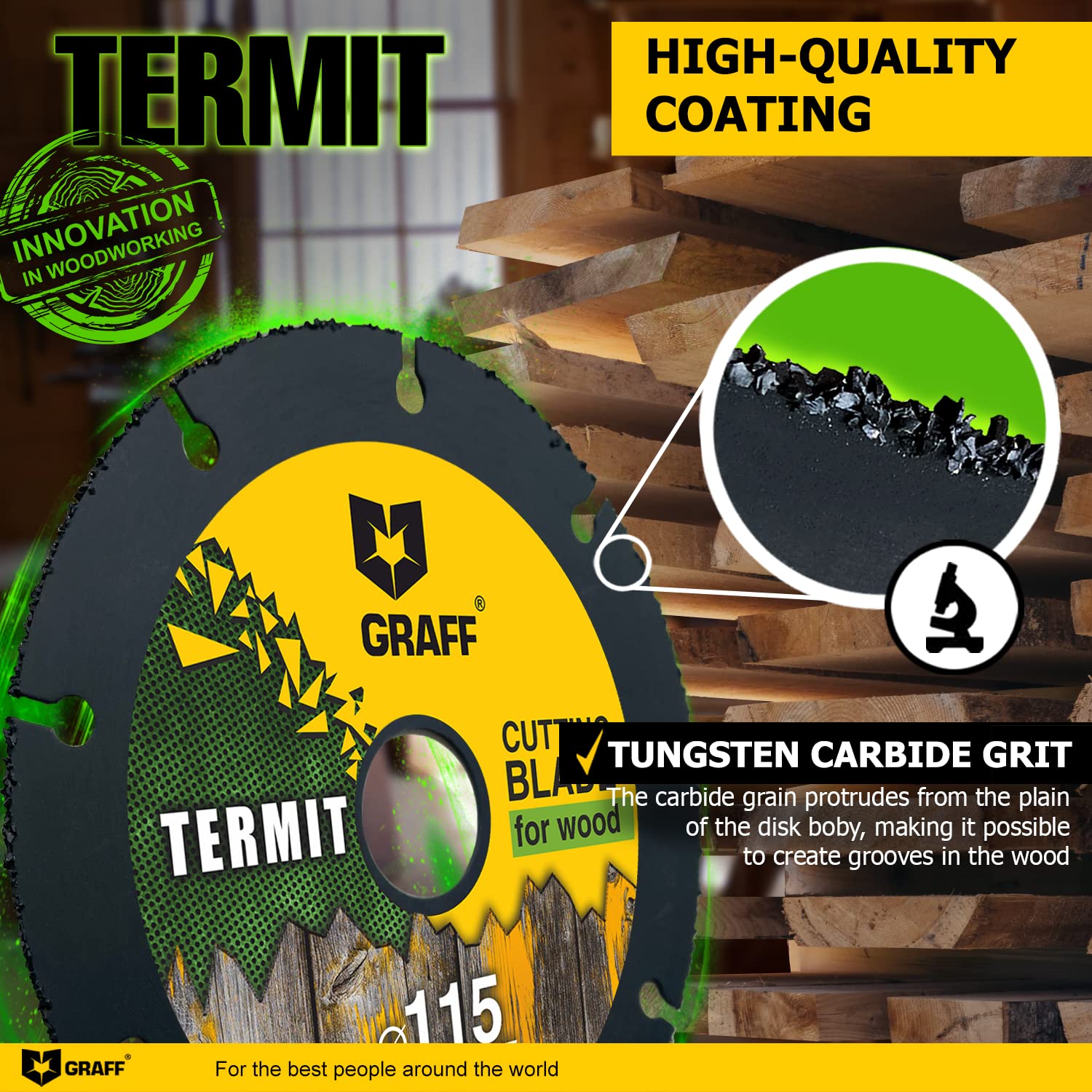 4 1/2 Inch Cut Off Wheel for Wood, Laminate, Plastic - Angle Grinder Wood Cutting Disc 4.5 Inch - Tungsten Carbide - GRAFF Termit 115 mm - Image 4