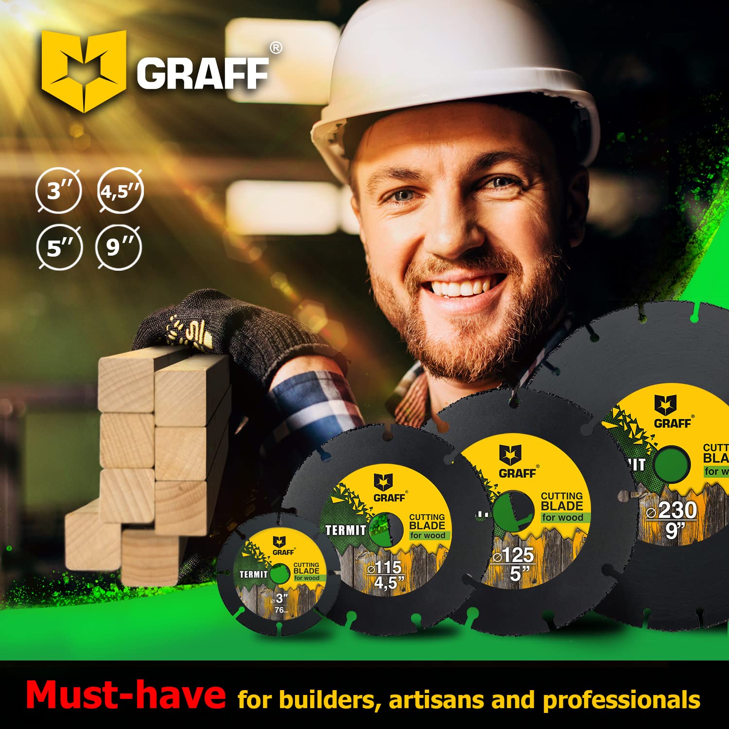 4 1/2 Inch Cut Off Wheel for Wood, Laminate, Plastic - Angle Grinder Wood Cutting Disc 4.5 Inch - Tungsten Carbide - GRAFF Termit 115 mm - Image 5