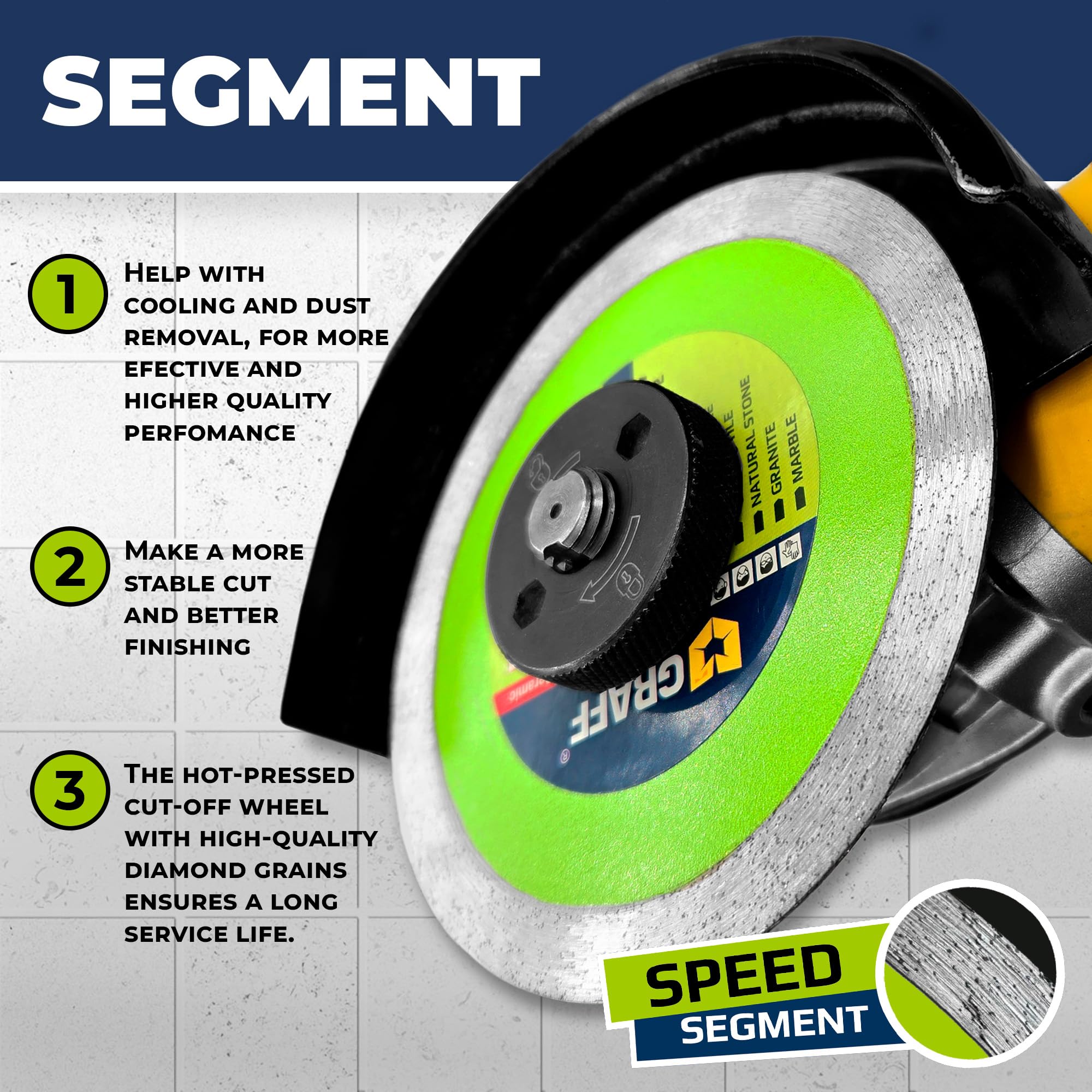 4 1/2 Inch Tile Blade for Angle Grinder 7/8 Arbor – Super Thin SpeedCeramic Diamond Saw Blade for Smooth Cutting Porcelain Ceramic Granite Marble Tile – Diamond Cutting Wheel for Hard Tile GRAFF - Image 5