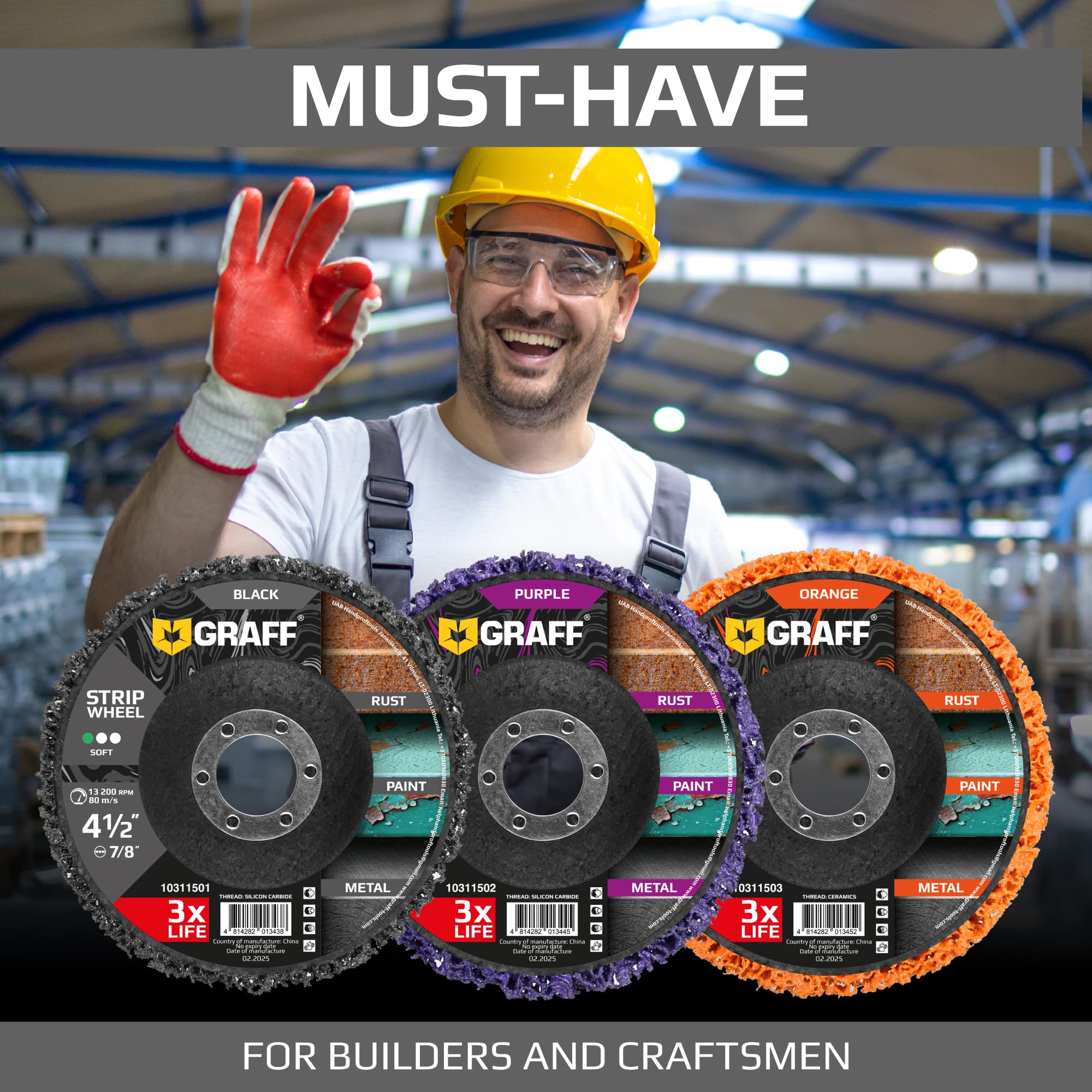 4.5 Inch Paint Stripping Disc - Rust Remover Wheel, Abrasive Discs Rust, Oxidation, Paint Remover Stripper Discs - Soft Strip Discs 4 1/2 for Angle Grinder GRAFF 10 Packs (7/8" Arbor) - Image 7