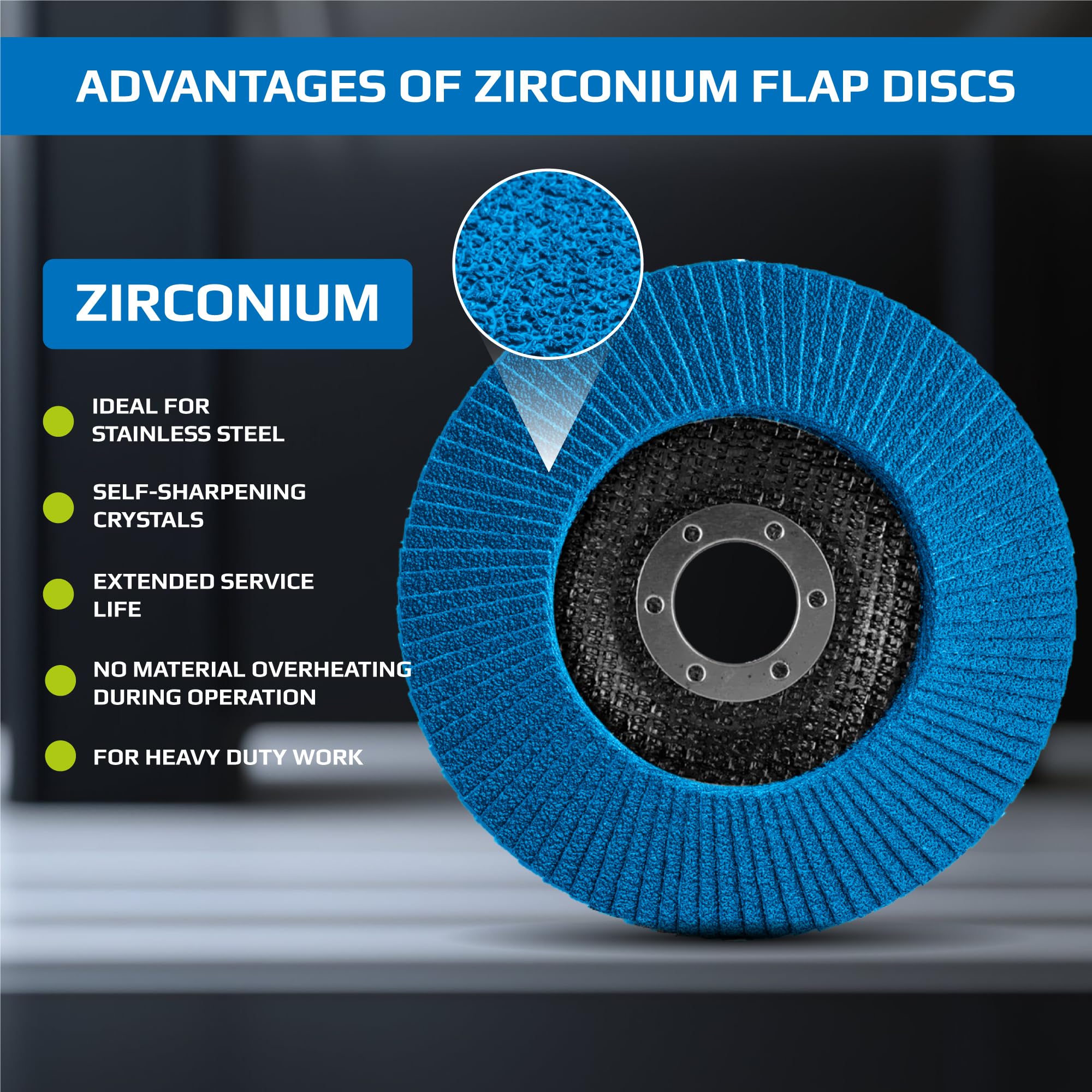40 Grit Flap Discs 4 1/2 x 7/8-Inch Flap Sanding Disc for Stainless Steel and Sheet Metal - Premium Zirconia Grinding Wheel (10 Pack) GRAFF - Image 3