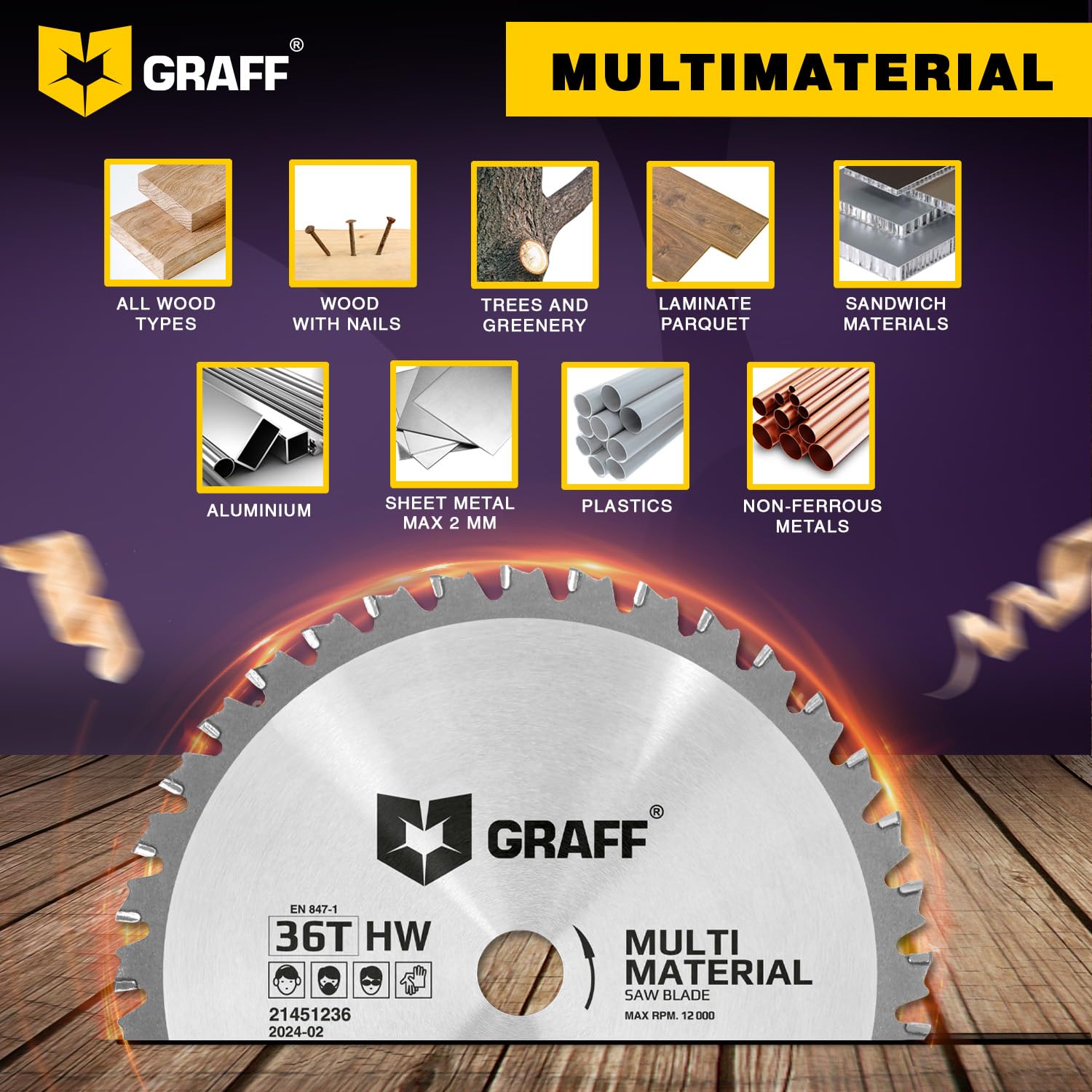 5-1/2" Circular Saw Blade - Chop Saw Blade for Metal, Wood Plywood Aluminum Drywall & Plastic 36T TCT Blade for Circular Table Miter & Cordless Saws 5/8 Inch Arbor No Heat No Sparks Burr Free GRAFF - Image 5