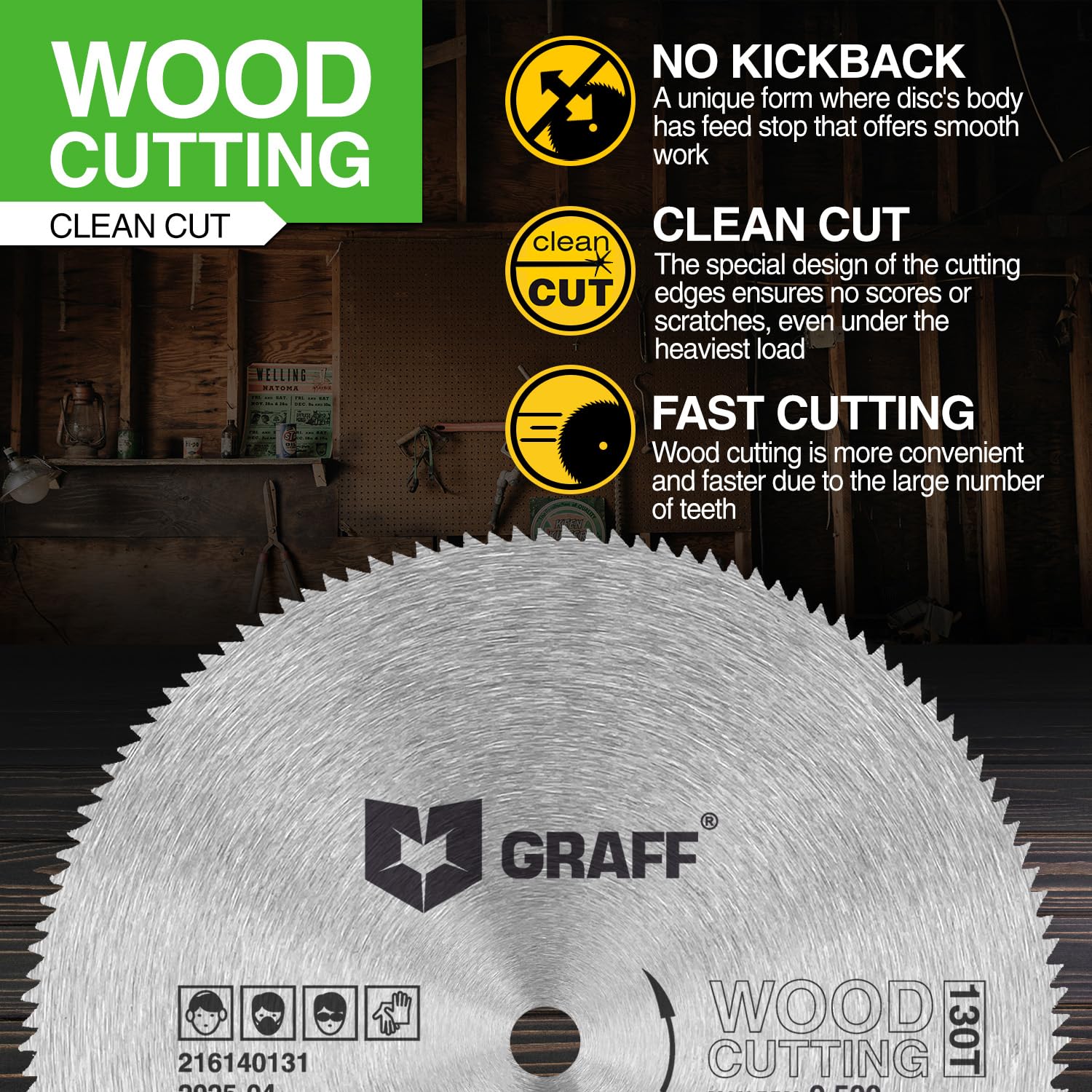 5-1/2 Inch Carbon Steel Circular Saw Blade for Wood, Plywood, Laminate, Drywall, Plastic – 130T Wood Cutting Disc with 3/8 Inch Arbor from GRAFF - Image 4