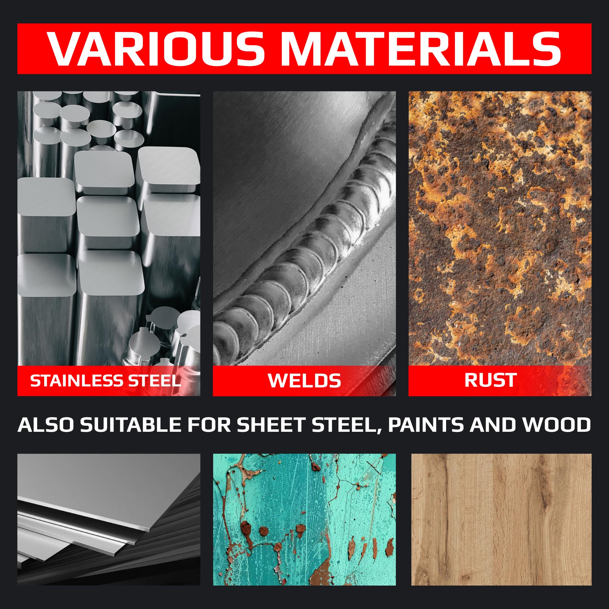 Ceramic Flap Discs 4 1/2 for Angle Grinder - 40 Grit Flap Wheels for Stainless Steel and Sheet Metal - Grinder Sanding Disc 5/8 Arbor (5 Pack) GRAFF - Image 4