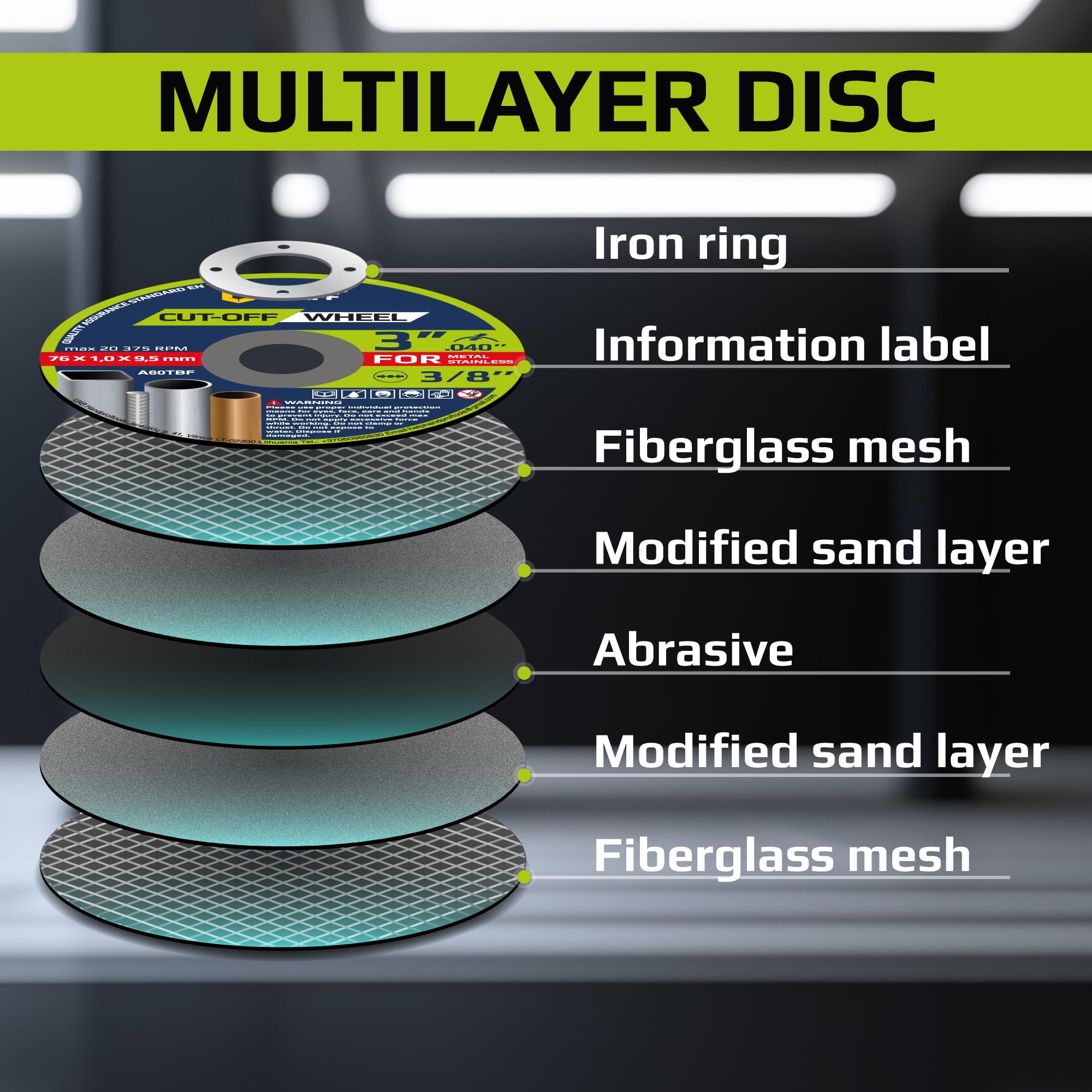 Cut Off Wheels 3 Inch Thin Metal & Stainless Steel Cutting Wheel – Professional 3” x .040” x 3/8" Fast Cutting Disc for Die Grinder GRAFF (25 Pack) - Image 3