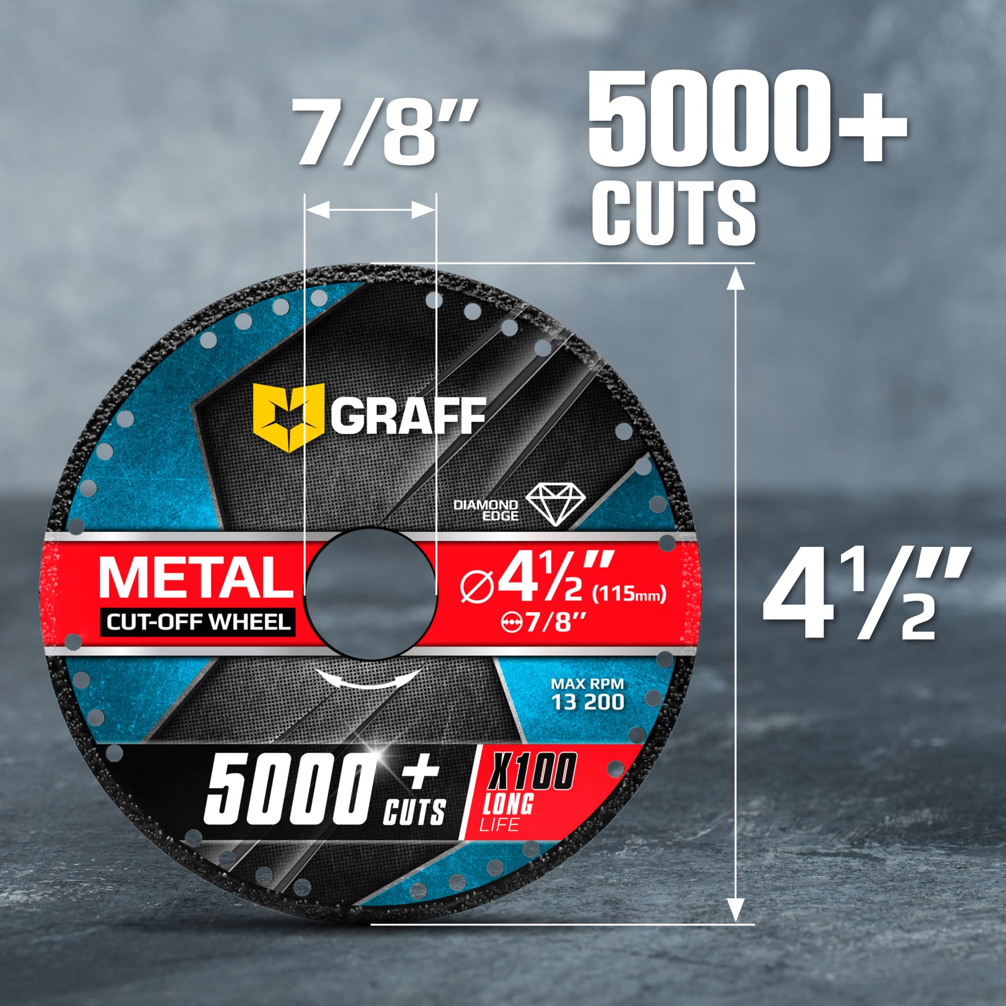 Cut Off Wheels 4 1/2 Inch for Metal and Steel – Diamond Metal Cutting Disc for Angle Grinder with 7/8 Inch Arbor – 100x Longer Wheel Life GRAFF Black - Image 6