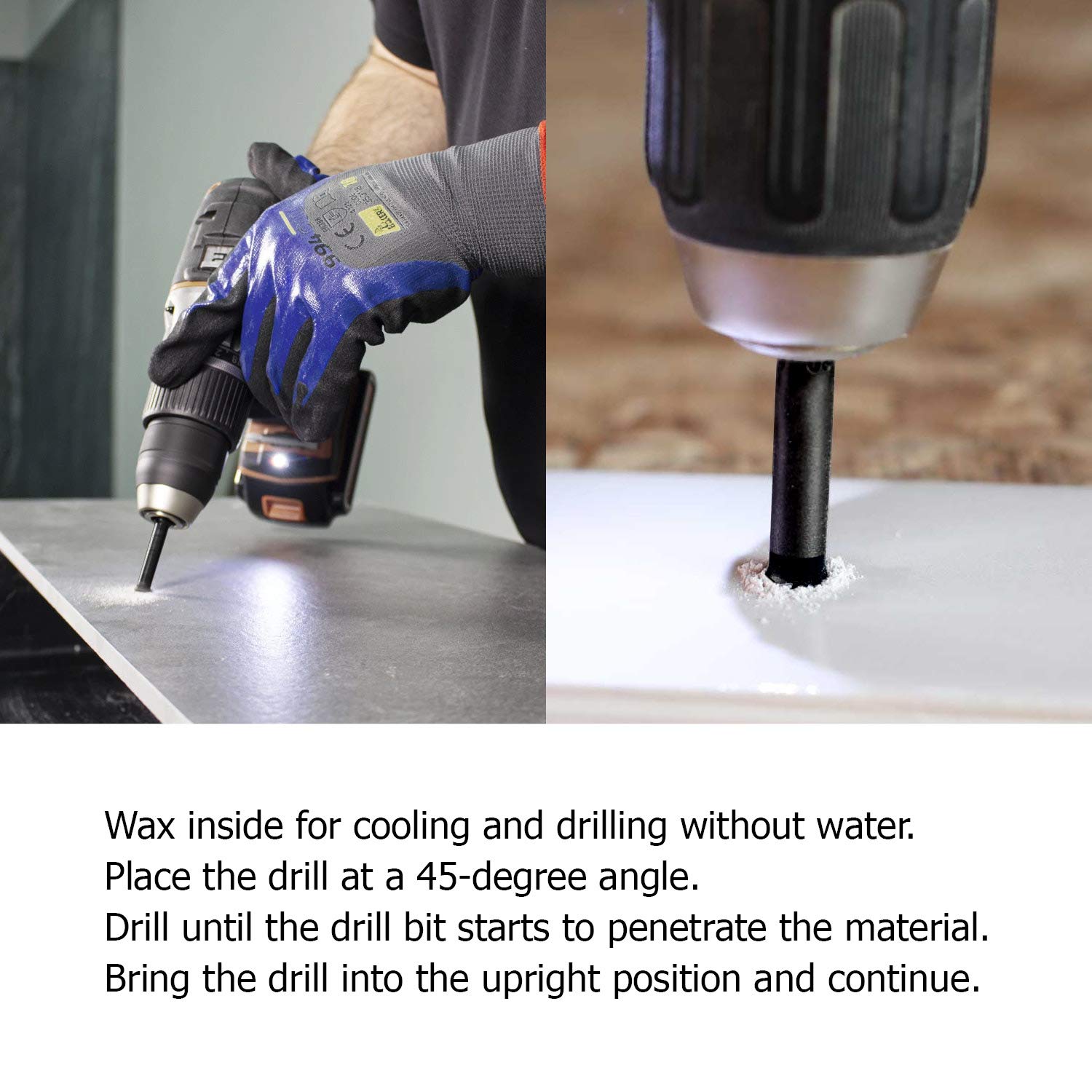 Diamond Drill Bits Set for Tile Porcelain Gres Ceramic 1/4 Inch 5/16 Inch 3/8 Inch with Quick Change Hex Shank – Diamond Tile Bits Set (3Ps) GRAFF - Image 7