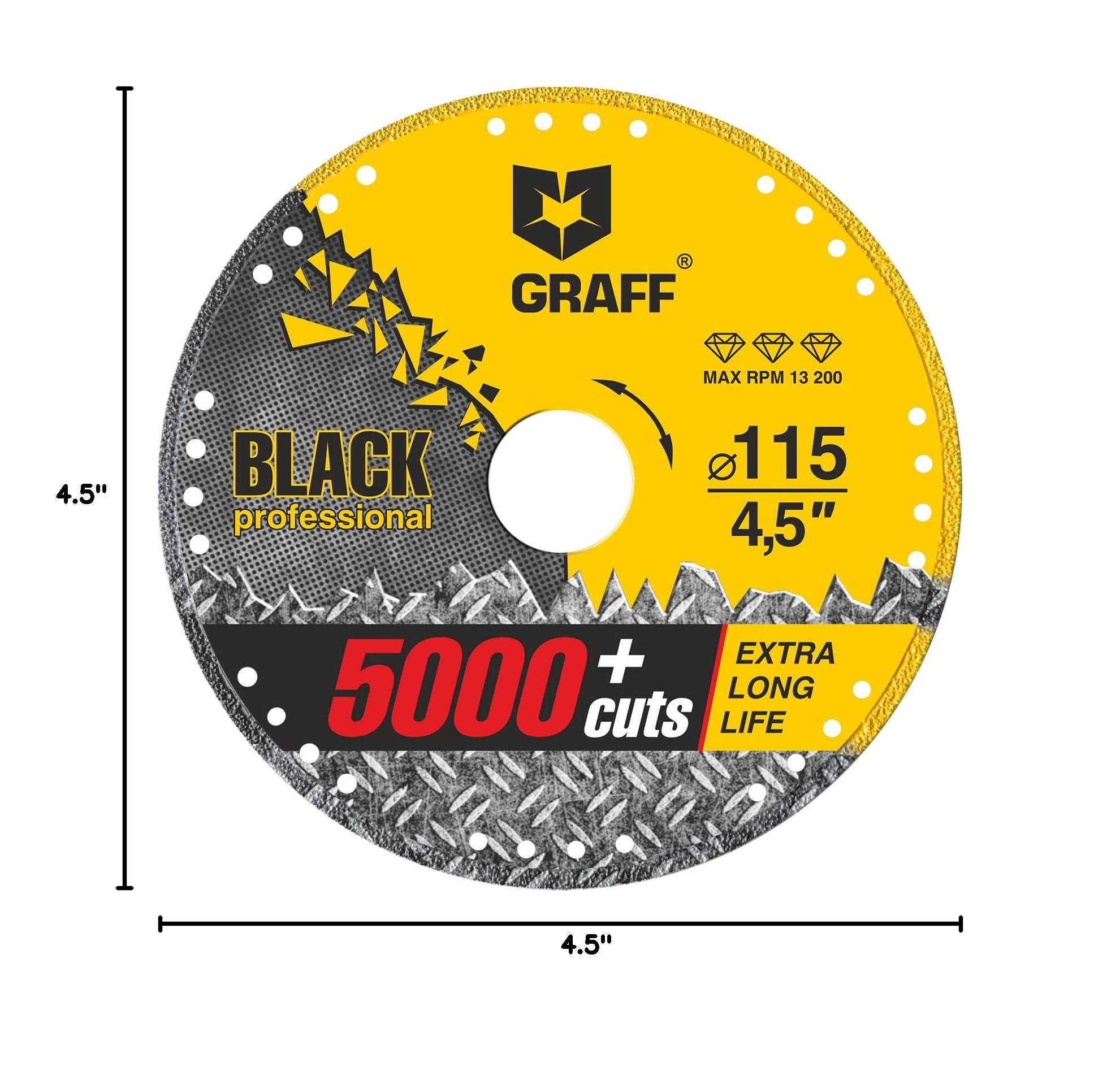 GRAFF Black Cut Off Wheels 4 1/2 Inch - Diamond Metal Cutting Disc for Angle Grinder 4.5 Inch - 60x Longer Wheel Life - Image 8