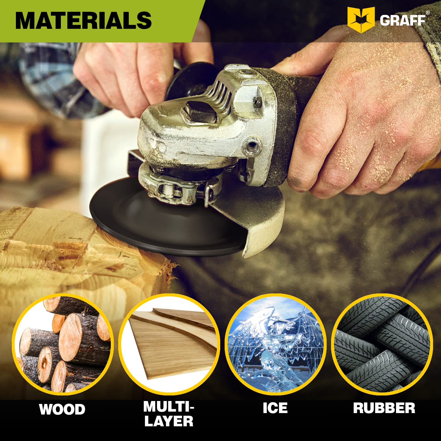 GRAFF Premium Wood Carving Disc 4 Inch for Angle Grinder – Set Shaping and Grinding Wheel for Wood, Softwood, Hardwood – Woodworking Angle Grinder Attachment with 7/8" – 5/8" Arbor - Image 5