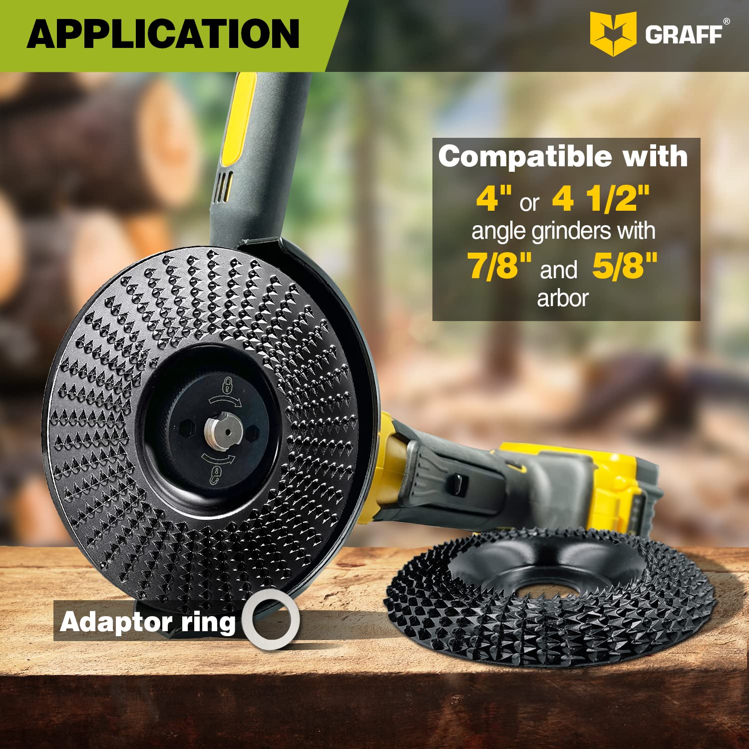 GRAFF Premium Wood Carving Disc 4 Inch for Angle Grinder – Set Shaping and Grinding Wheel for Wood, Softwood, Hardwood – Woodworking Angle Grinder Attachment with 7/8" – 5/8" Arbor - Image 7