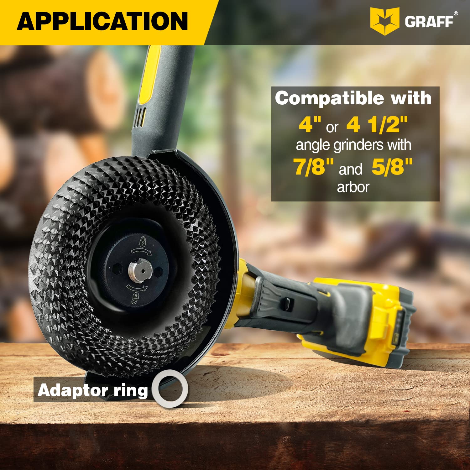 GRAFF Premium Wood Carving Disc 4 Inch for Angle Grinder – Shaping and Grinding Wheel for Wood, Softwood, Hardwood – Woodworking Angle Grinder Attachment with 7/8" – 5/8" Arbor - Image 7