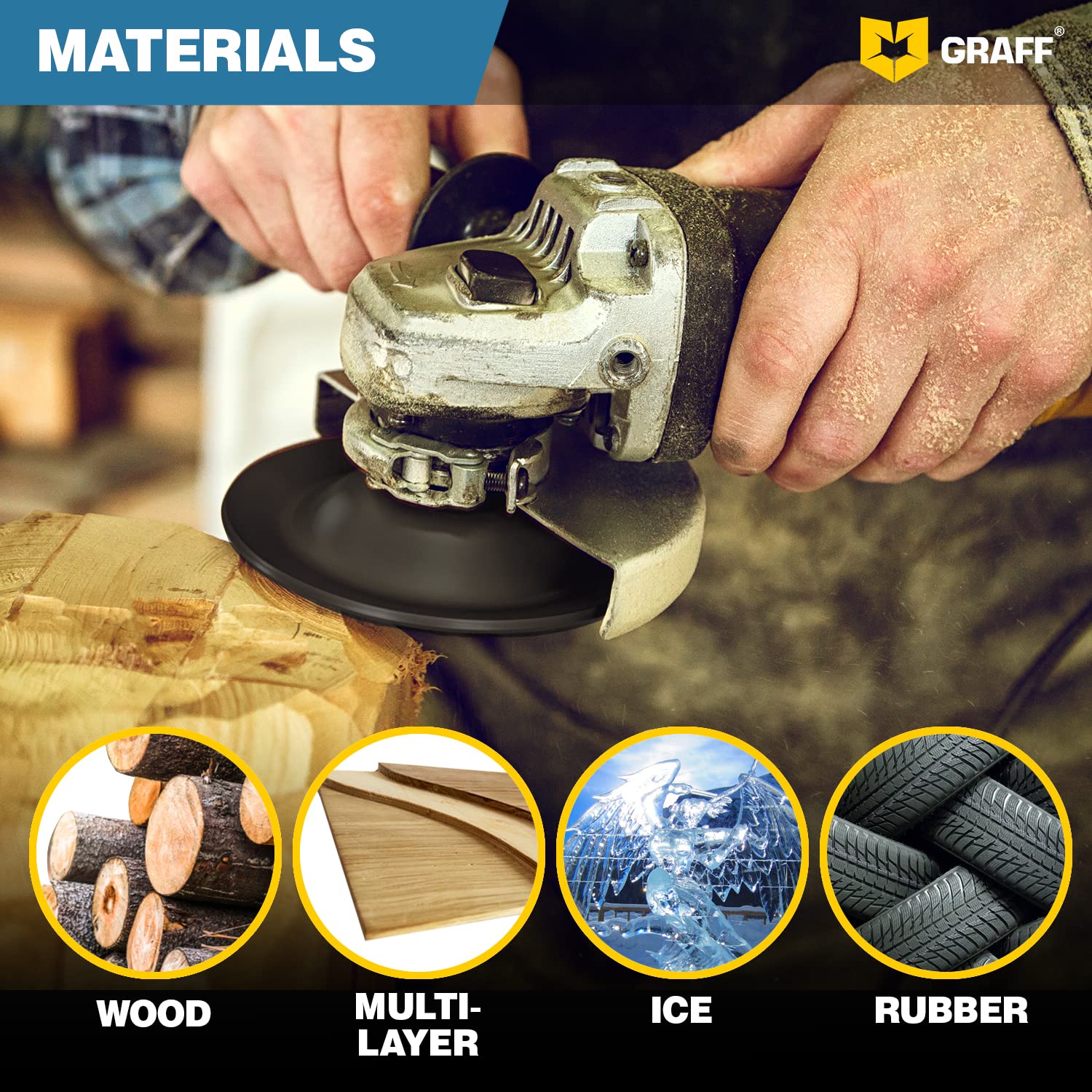 GRAFF Premium Wood Carving Disc 4 1/2 Inch for Angle Grinder – Shaping and Grinding Wheel for Wood, Softwood, Hardwood – Woodworking Angle Grinder Attachment with 7/8" – 5/8" Arbor - Image 5