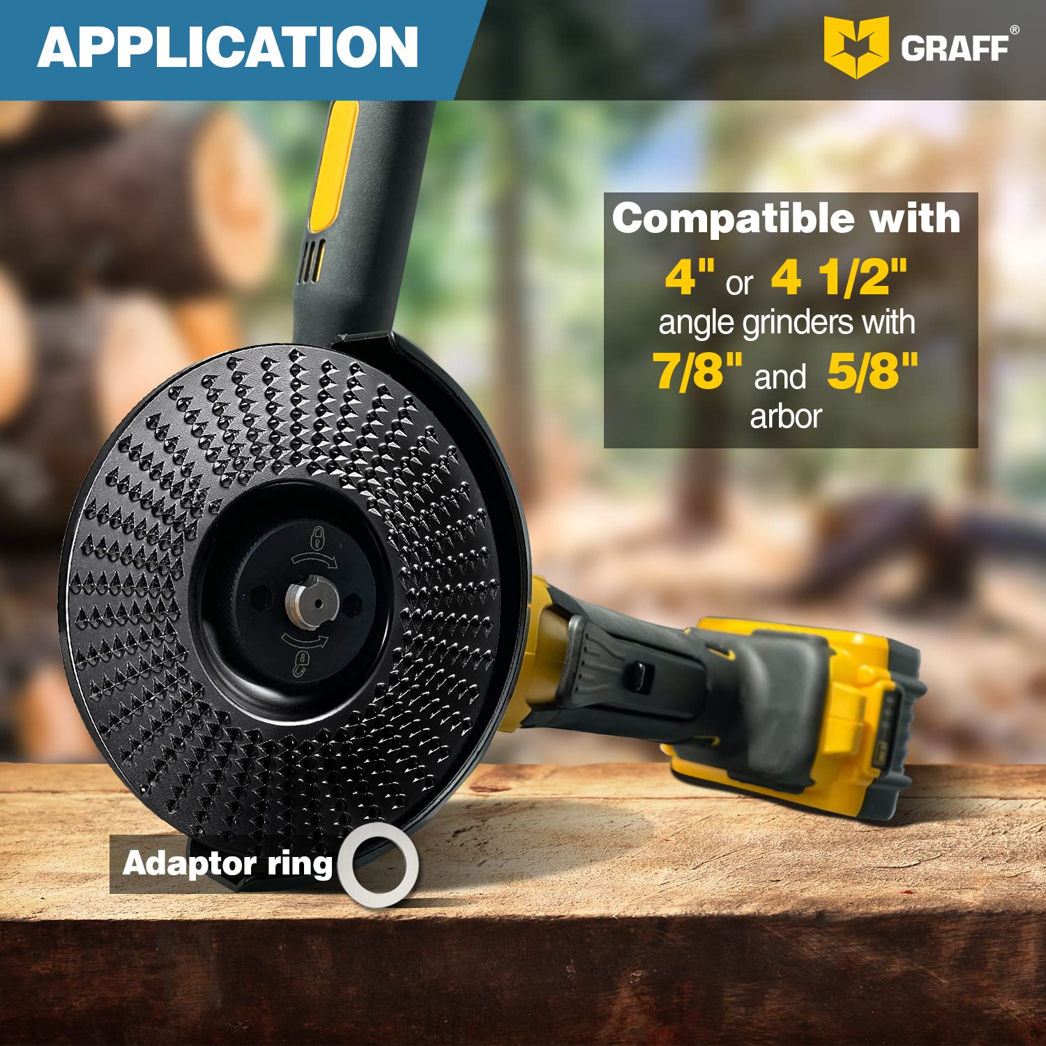 GRAFF Premium Wood Carving Disc 4 1/2 Inch for Angle Grinder – Shaping and Grinding Wheel for Wood, Softwood, Hardwood – Woodworking Angle Grinder Attachment with 7/8" – 5/8" Arbor - Image 7