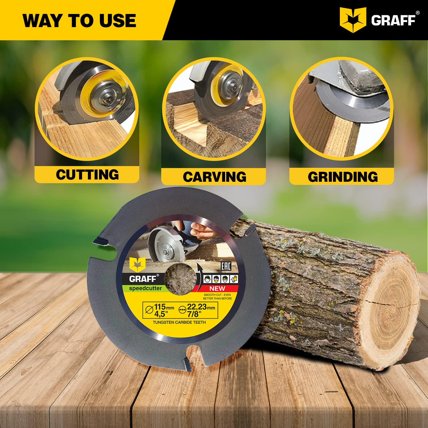 GRAFF SPEEDCUTTER 4-1/2 Inch Wood Carving Disc for Angle Grinder - Circular Saw Blade for Cutting, Sculpting & Shaping - 7/8 Inch Arbor - 115mm - Image 6