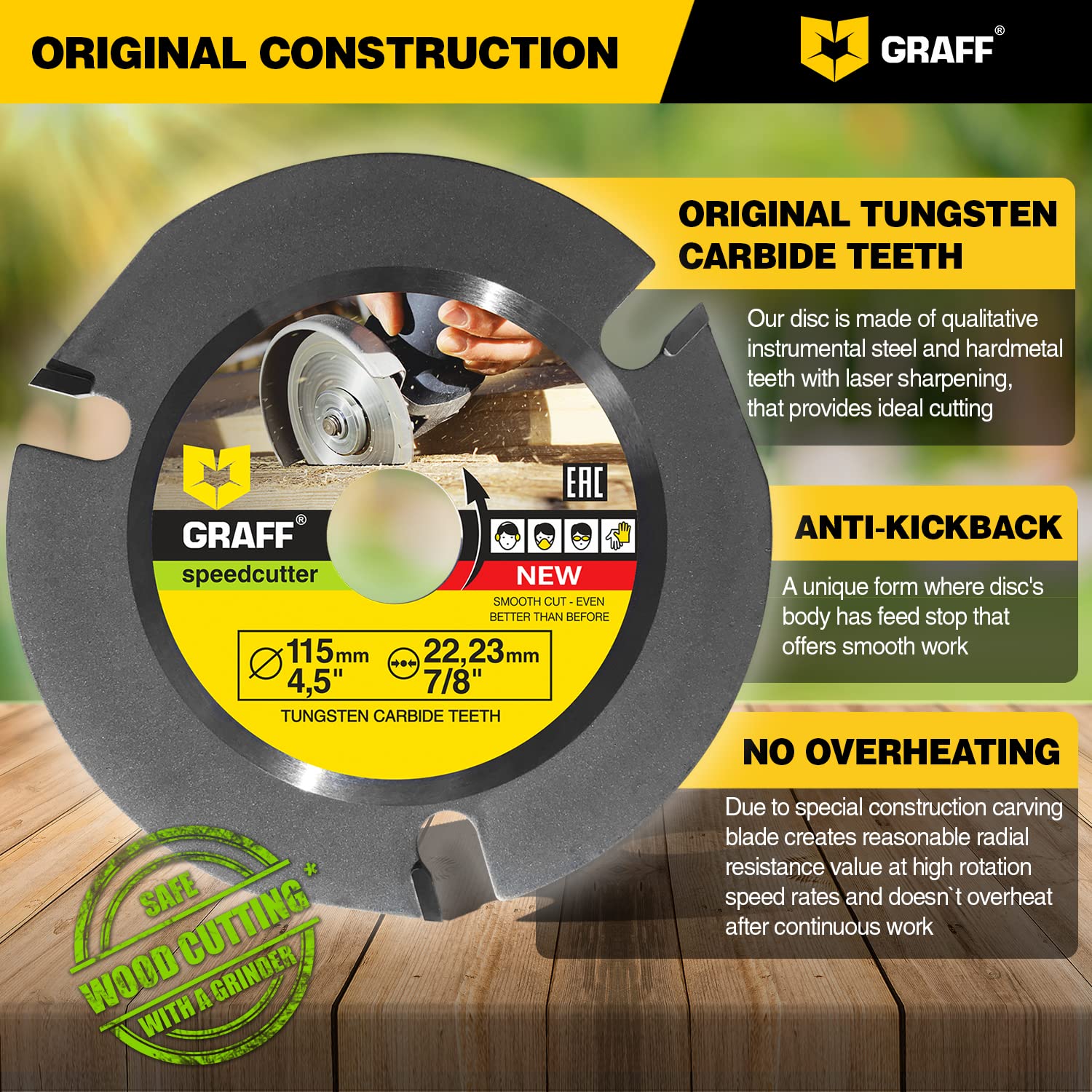 GRAFF SPEEDCUTTER 4-1/2 Inch Wood Carving Disc for Angle Grinder - Circular Saw Blade for Cutting, Sculpting & Shaping - 7/8 Inch Arbor - 115mm - Image 8