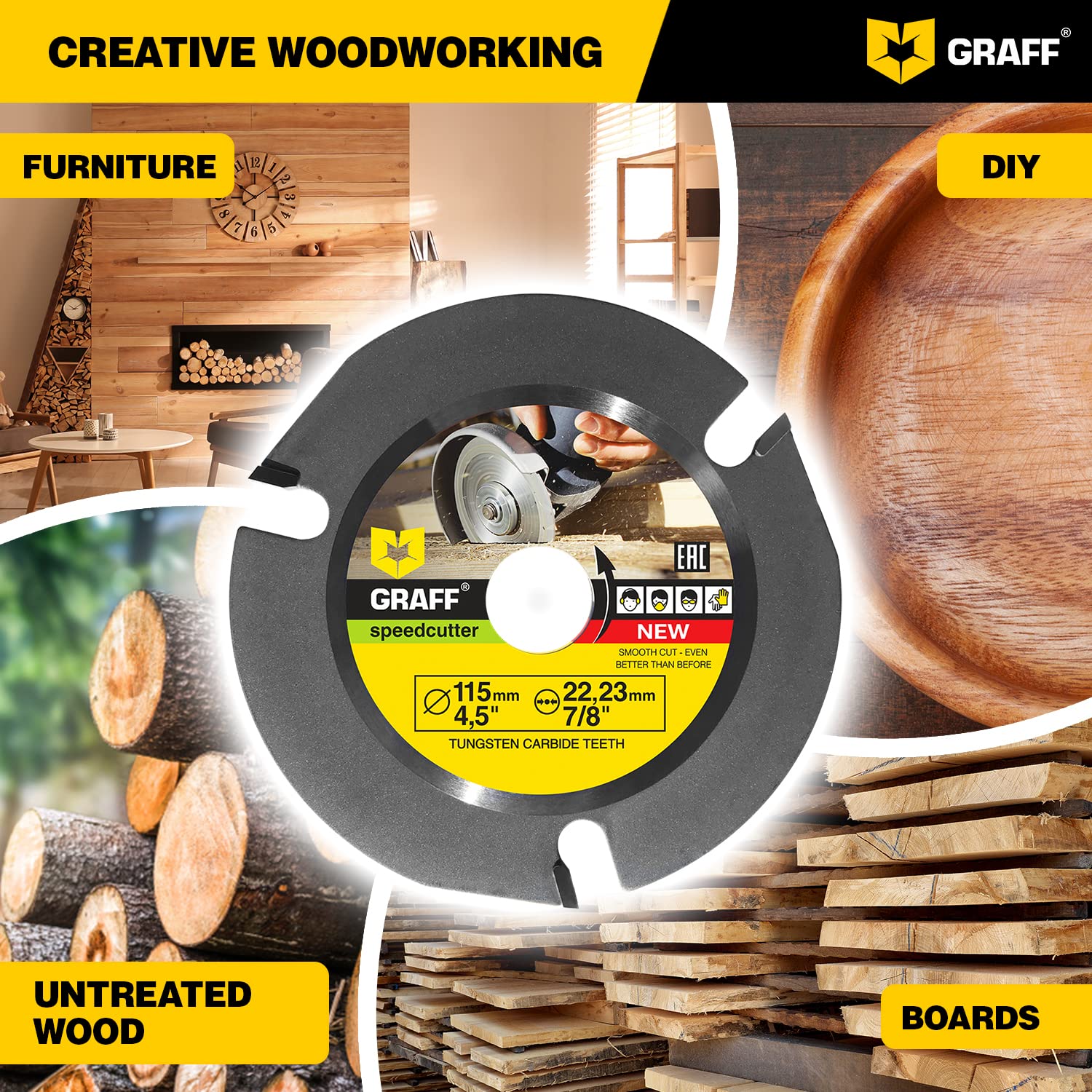 GRAFF SPEEDCUTTER 4-1/2 Inch Wood Carving Disc for Angle Grinder - Circular Saw Blade for Cutting, Sculpting & Shaping - 7/8 Inch Arbor - 115mm - Image 9